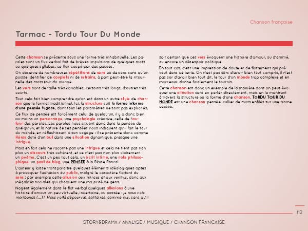 Analyse Chanson Française - Tarmac Tour du monde